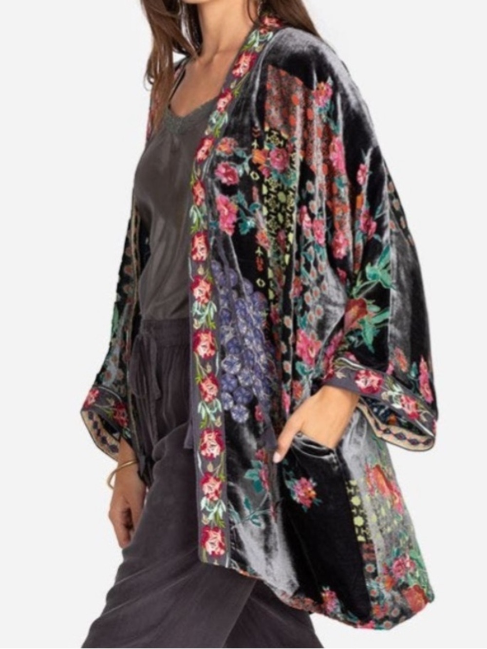 Johnny Was Tallulah Practical Magic Garden Rose Reversible Kimono Oversized XS